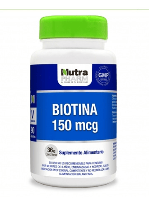 Biotina Nutrapharm 90 Caps favorece crecimiento cabello y uñas