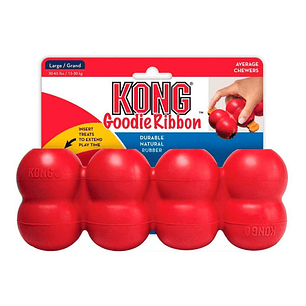 Juguete Rellenable Kong Goodie Ribbon Talla L De 13 A 30 Kg Color Rojo