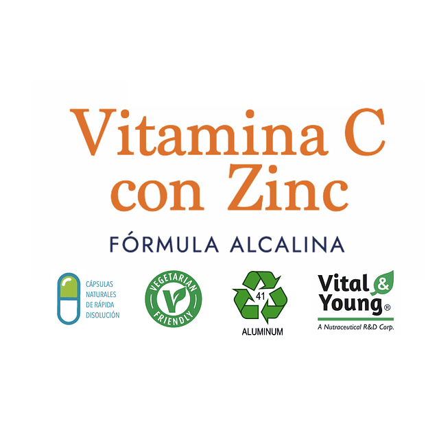 Vitamina C 1000 Mg Con Zinc 20 Mg 60 Caps Sistema Inmune