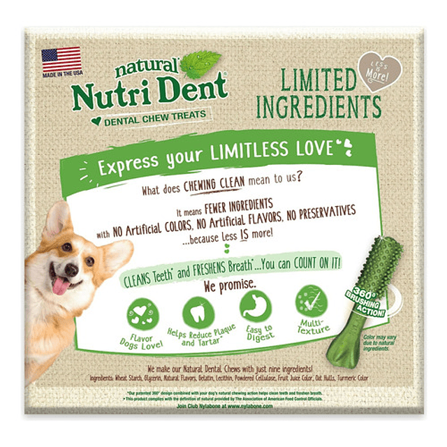 Cepillo Dental Comestible Sabor Menta Nutri Dent Perro Usa Color Xs - Caja 160 Unidades