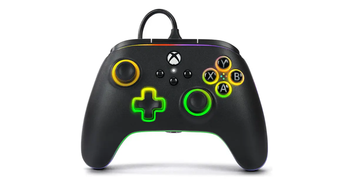 Control Joystick Xbox Alambrico Rgb Con Cinta Led 24 Colores