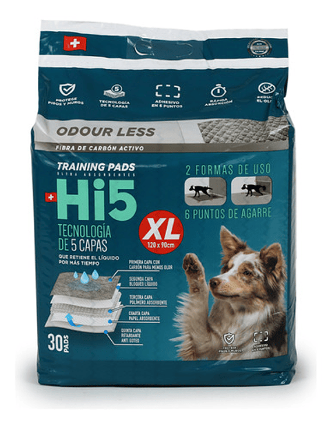 Sabanillas De Carbon Hi5 120x90cm 30un Pt Xl Con Adhesivos Eliminan El Olor