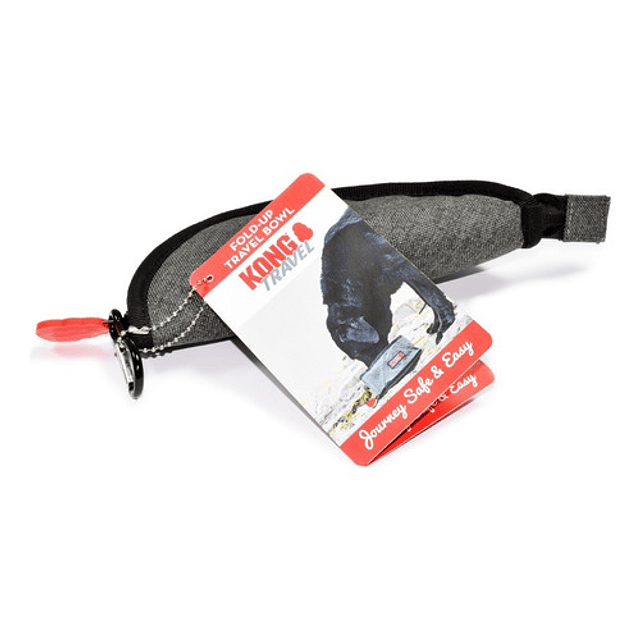 Kong Plato Plegable Portatil 2litros Para Perros Viaje Gris