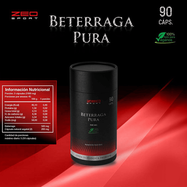 Betarraga Pura 500 Mg 90 Caps Promueve Oxido Nitroso Lp