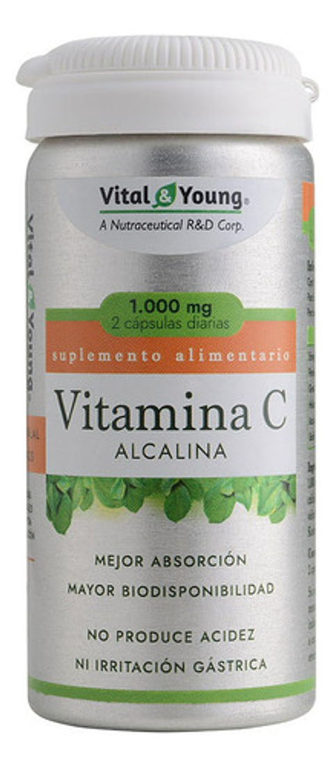 Vitamina C Alcalina 1000 Mg Sin Acidez Sistema Inmune 60 Cápsulas