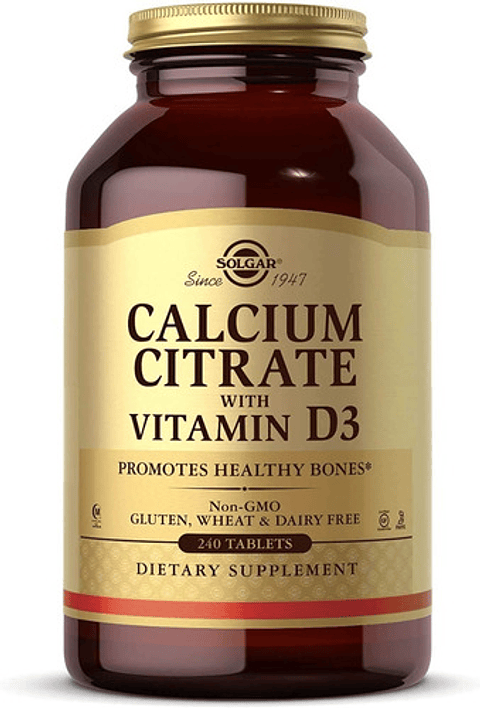 Citrato Calcio Con Vitamina D3 Sin Gluten 240 Tabletas Solgar