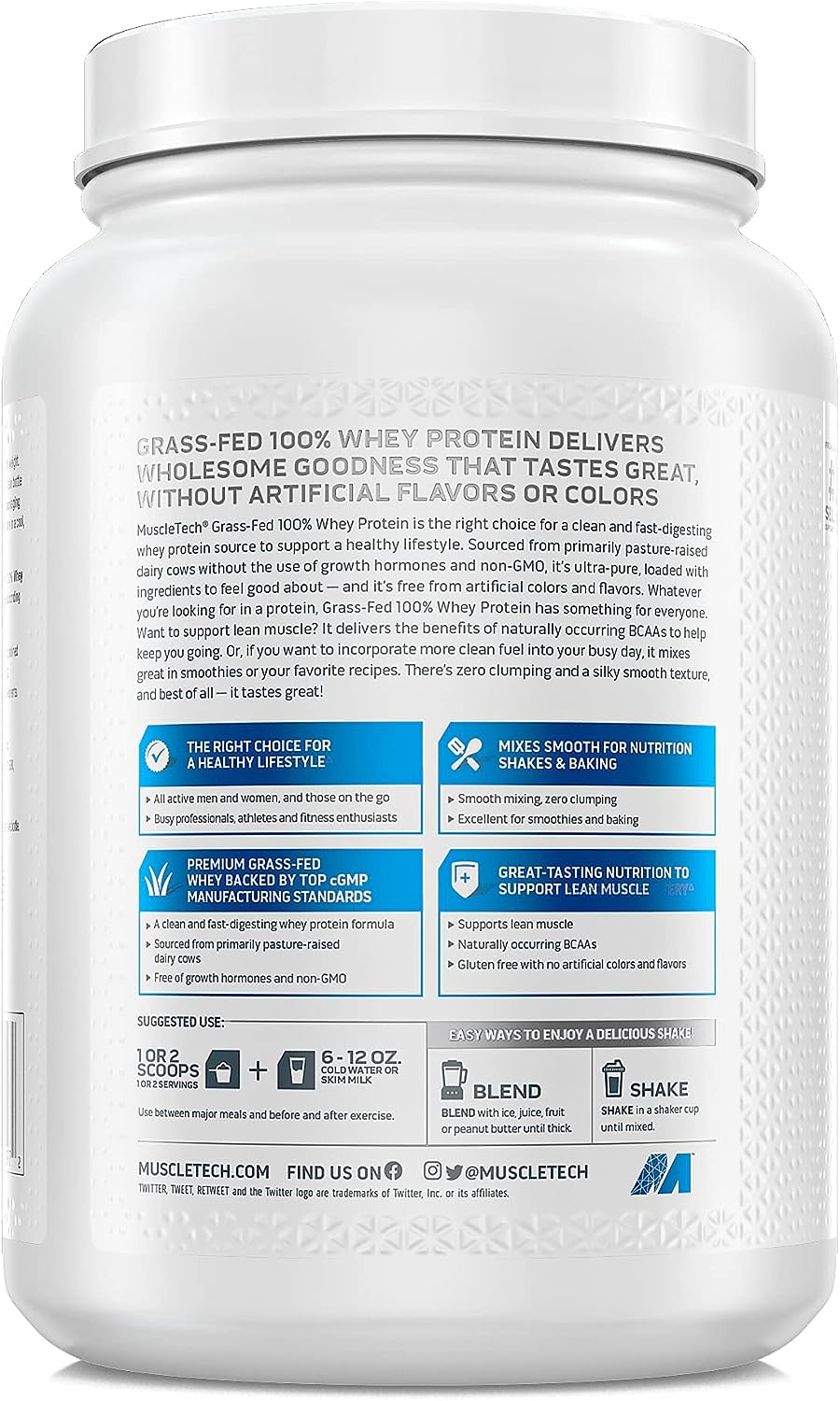 Muscletech 100% Grass Fed Whey Protein 1.80 Lb Vainilla 3