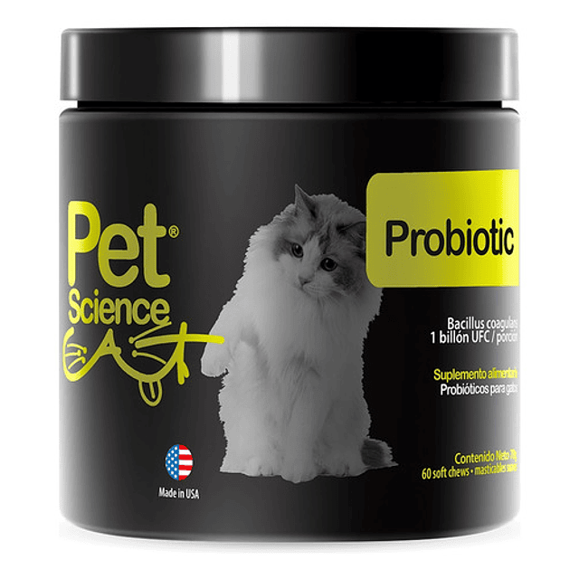 Petscience Cat Probiotic Probiotico Masticable Gato 60 Unid