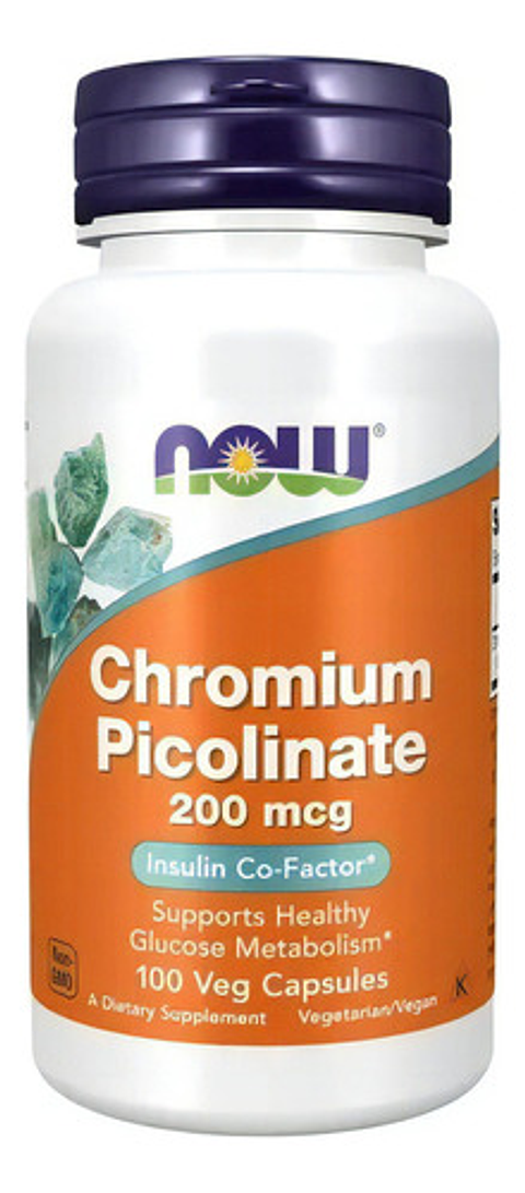 Picolinato Cromo 200 Mcg 100 capsulas vegetales Now 