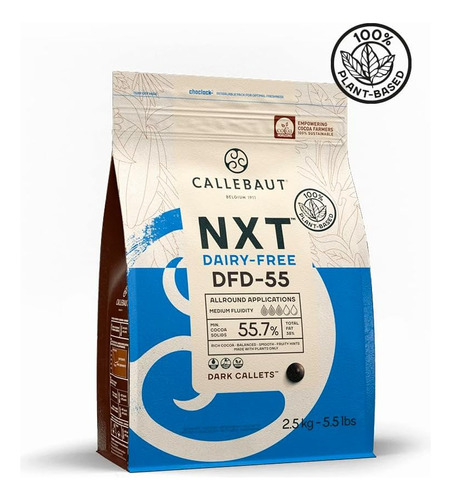 Callebaut Chocolate Nxt Sin Lactosa 55% Plant Based 2.5 Kg 1