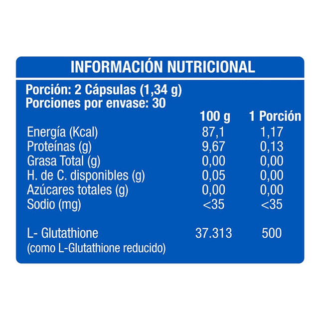 L-glutathione 500mg - 60 Cápsulas Antioxidante.