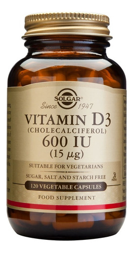 Vitamina D3 600 Ui (120 Caps) Solgar 2