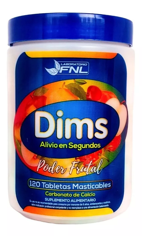Antiácido Dims 120 Tabletas Masticables Fnl Sabor Frutal