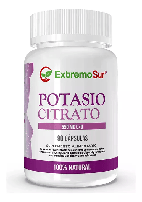 Potasio Citrato 100% Natural 500mg. 90 Caps 