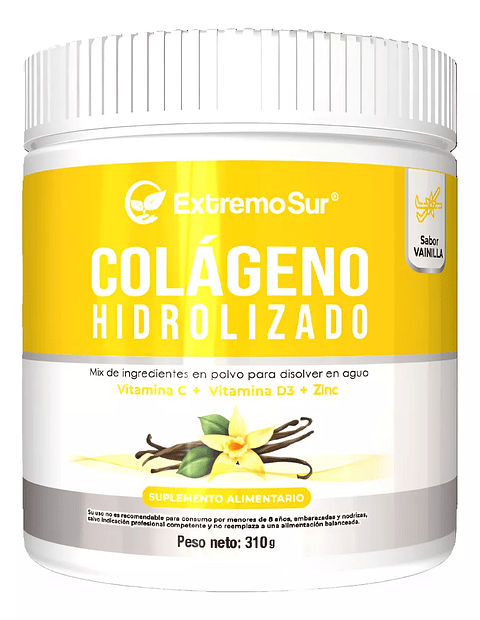 Colágeno Hidrolizado Con Vit C D3 Zinc Vainilla 310g