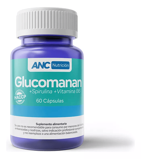 Glucomanan + Spirulina + Vitamina B6 60 Caps ANC