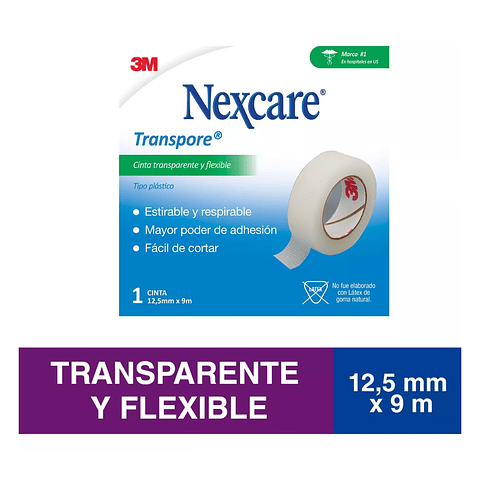 Nexcare Transpore Adhesivo hipoalergenico 25mm*9m