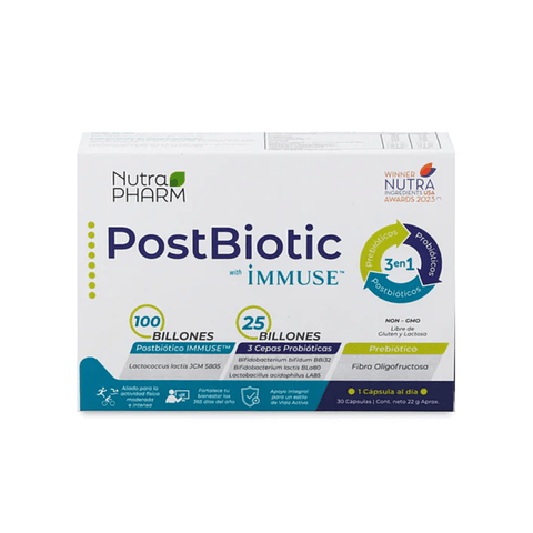 PostBiotic Immuse Adulto 30 capsulas Nutrapharm 
