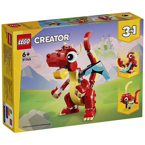 Lego Creator 3en1 Dragon Rojo 149pzs 6años+