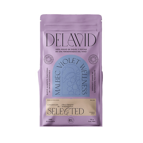 Polvo De Piel Y Pepitas De Uva Malbec 125 Gr Antiox Delavid