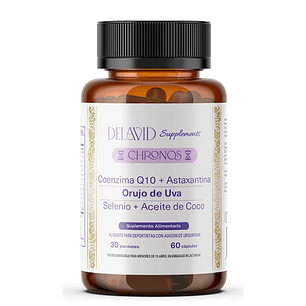 Delavid Chronos Coenzima Q10+Astaxantina Orujo de Uva 60unidades 