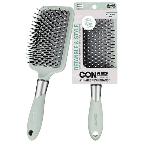 Conair Velvet Touch Paddle Brush Rectangular Verde Salvia