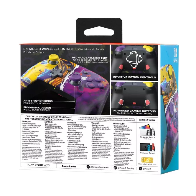 Mando Inalambrico Mejorado PowerA Pikachu vs Gengar Nintendo Switch 8