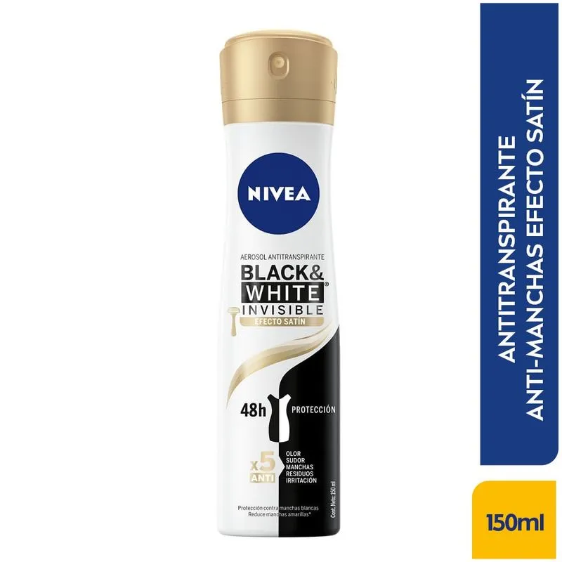 Antitranspirante Black & White Invisible Satin 150ml Nivea 1
