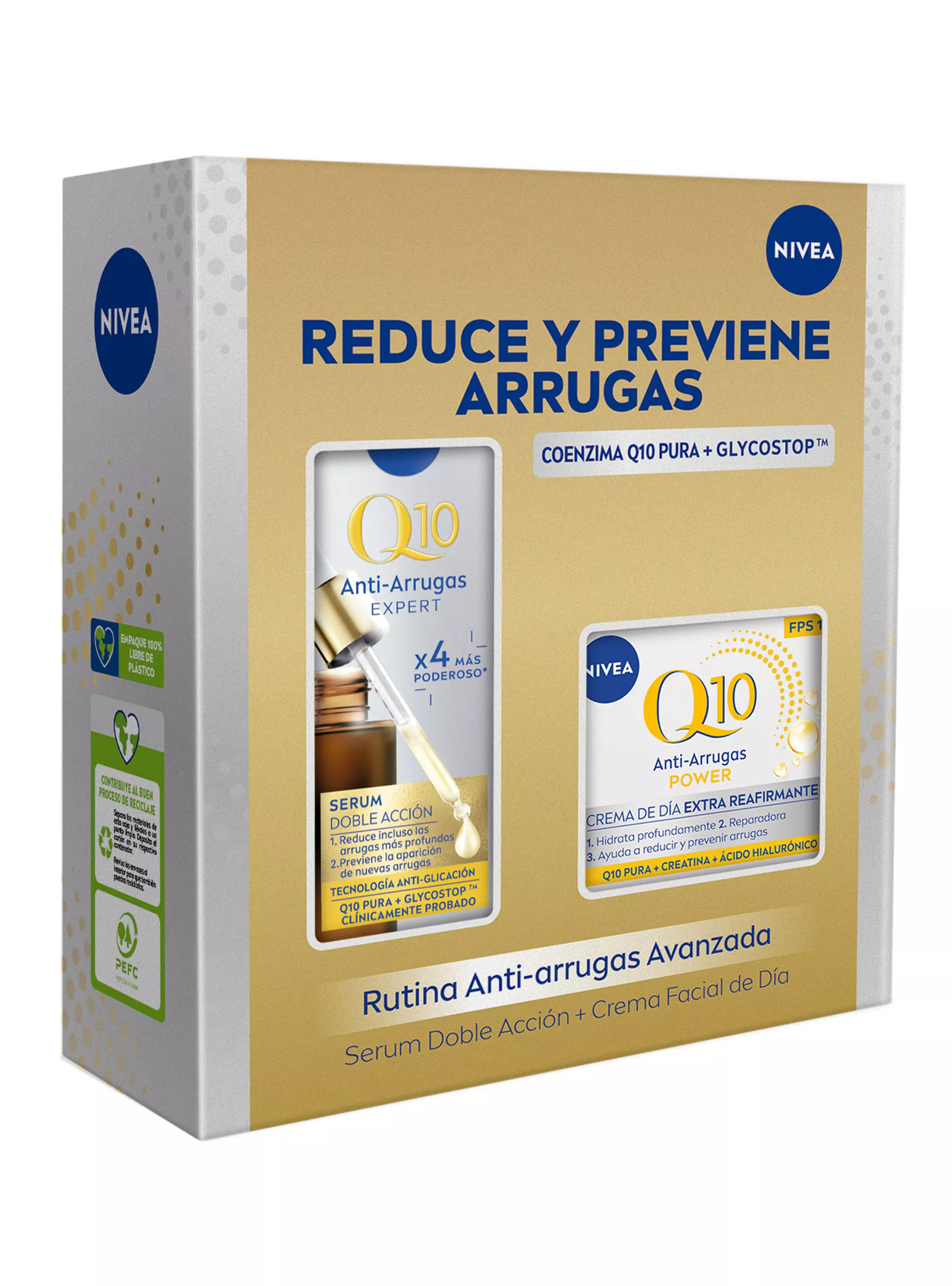 Pack Nivea Q10 y Glycostop Serum 30ml + Crema Facial Dia 50ml 2