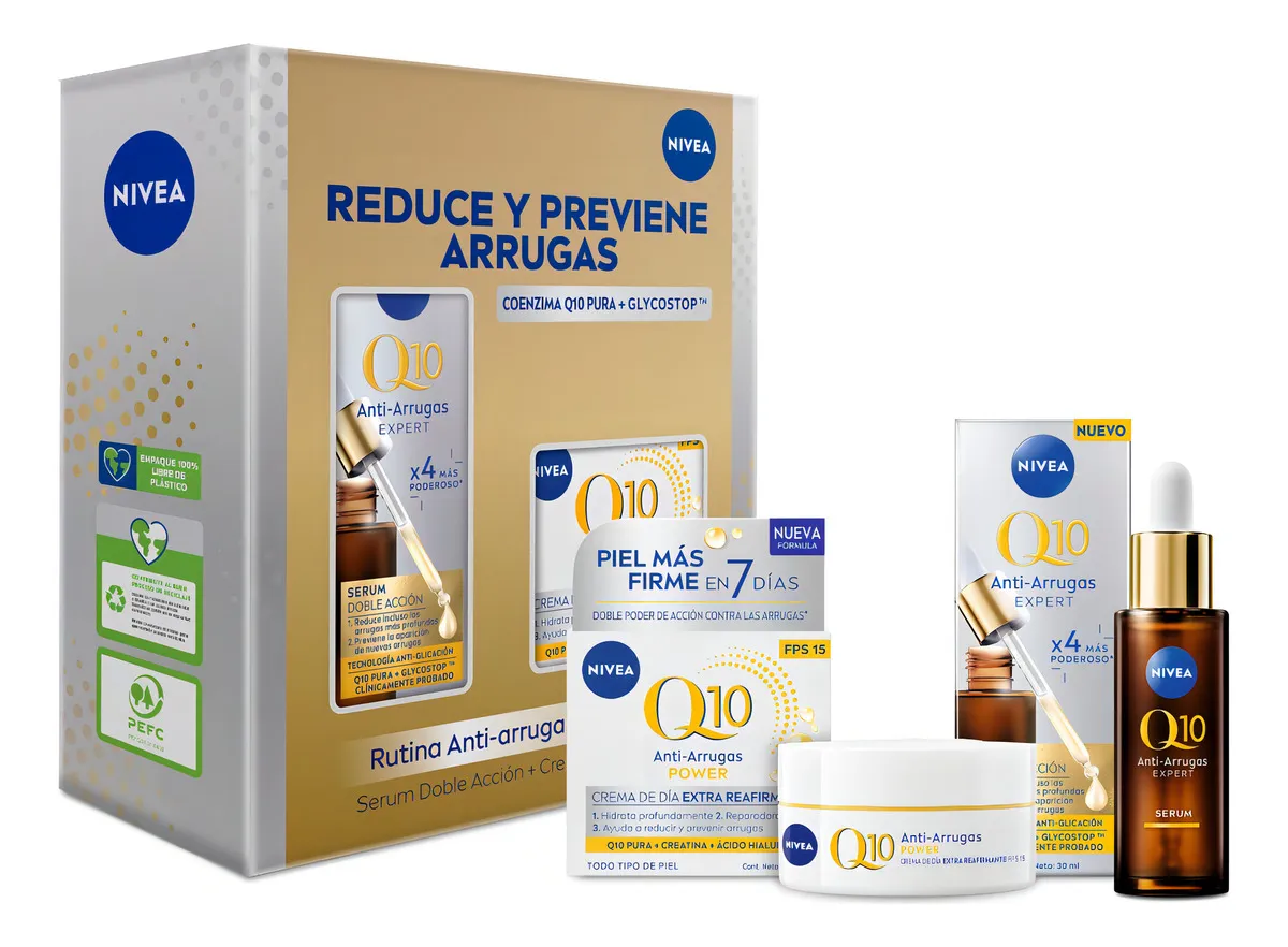 Pack Nivea Q10 y Glycostop Serum 30ml + Crema Facial Dia 50ml 5