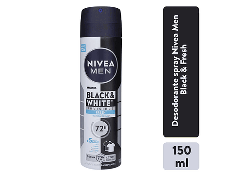 Desodorante Spay 72hrs Black & White Invisible Fresh 150ml 