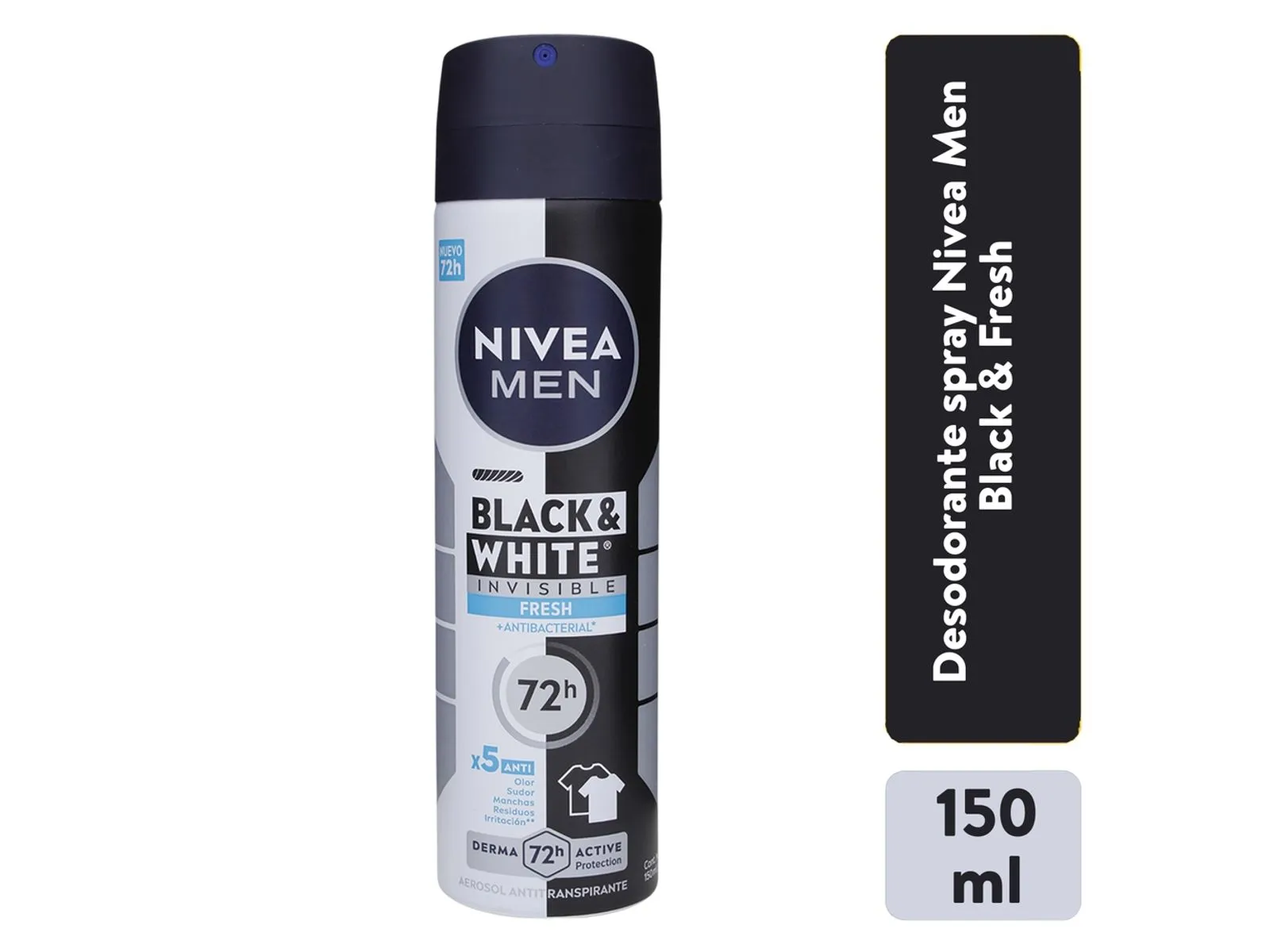 Desodorante Spay 72hrs Black & White Invisible Fresh 150ml  1