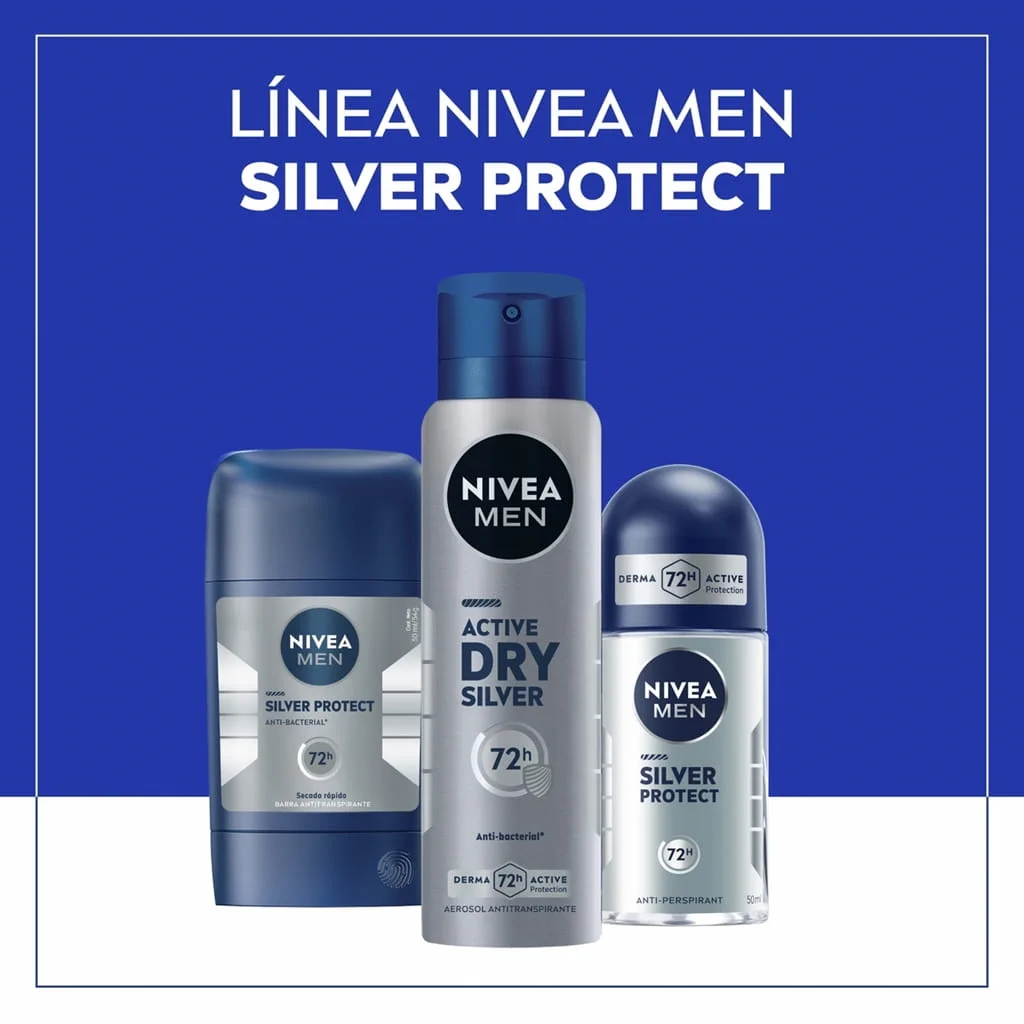 Desodorante Barra Antitranspirante Siver Protect 72hrs 54gr Nivea Men 7