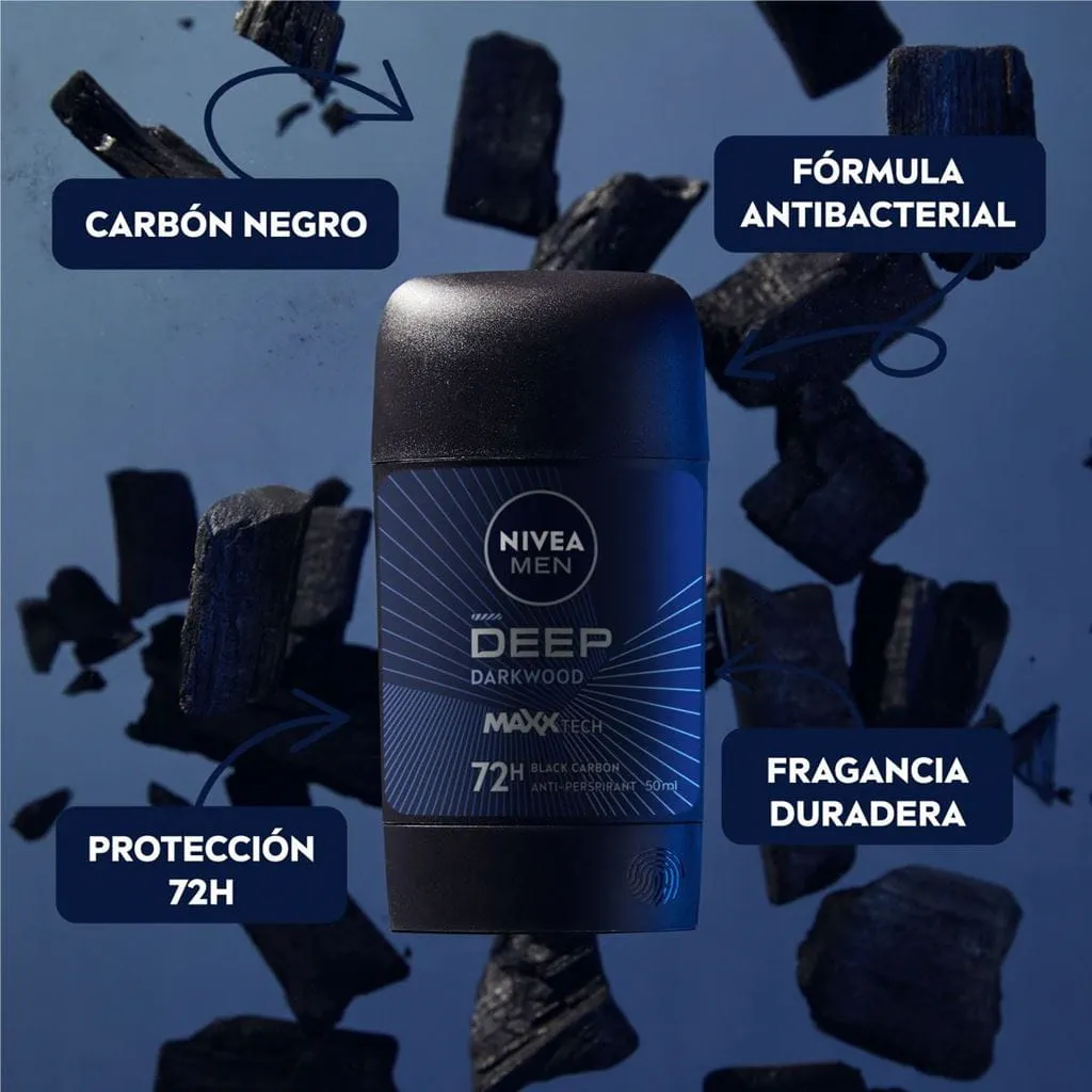 Desodorante 72hrs Antitranspirante Barra Deep 54gr Nivea Men 3