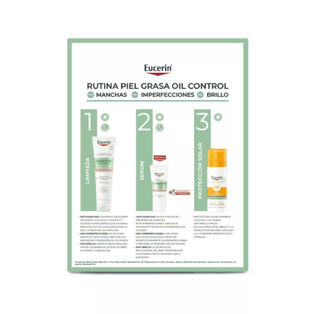 Eucerin Pack Piel Grasa Oil Control Gel+Serum+Protector Solar 5