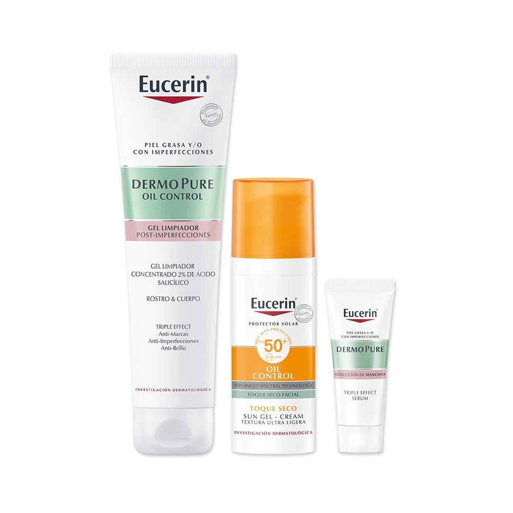 Eucerin Pack Piel Grasa Oil Control Gel+Serum+Protector Solar 4