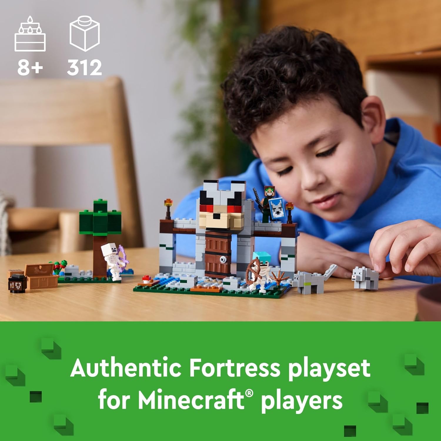 Lego Minecraft La Fortaleza Lobo 312pzs 8+años 2