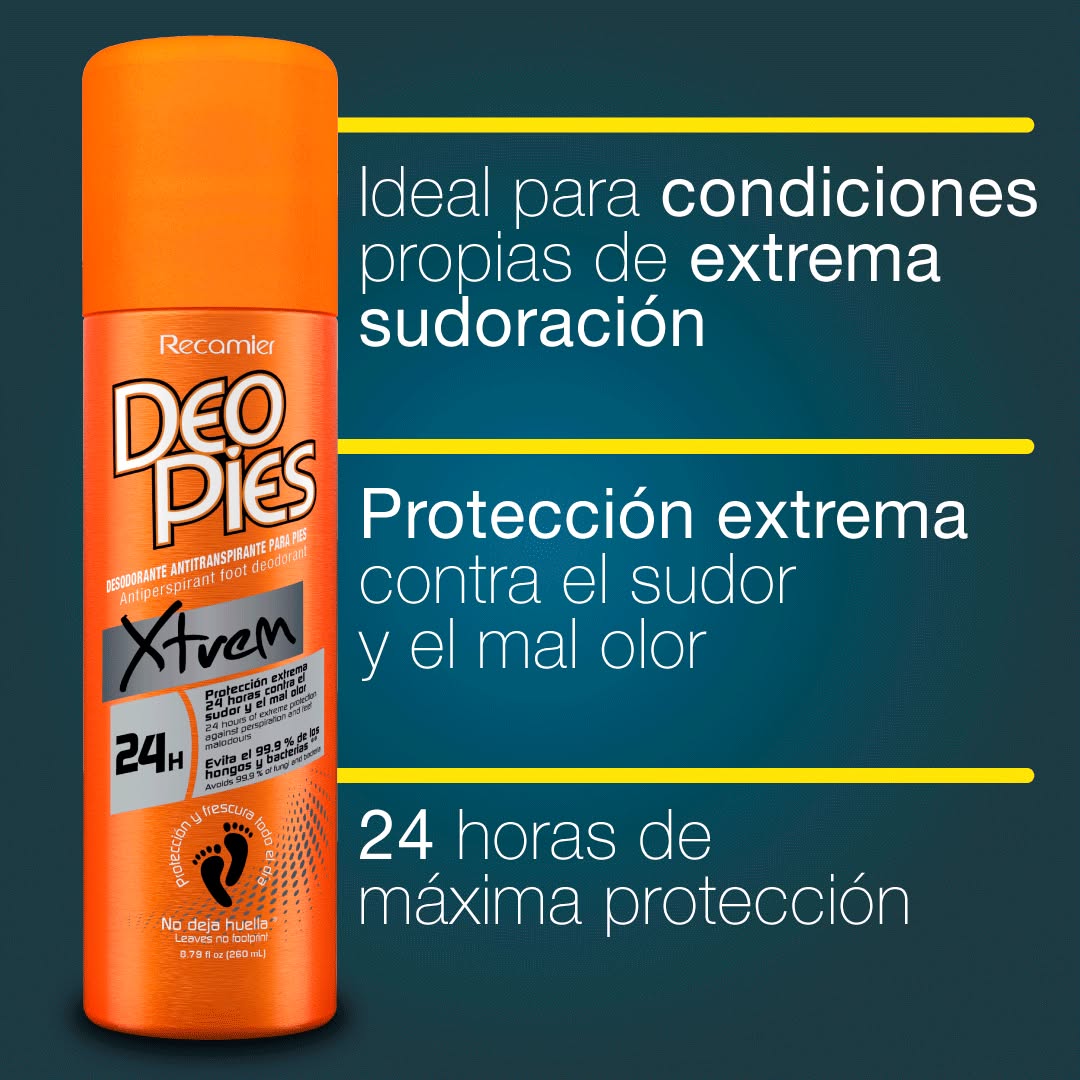 Talco Deo Pies Spray 260 Ml Xtrem Desodorante Para Pies 4