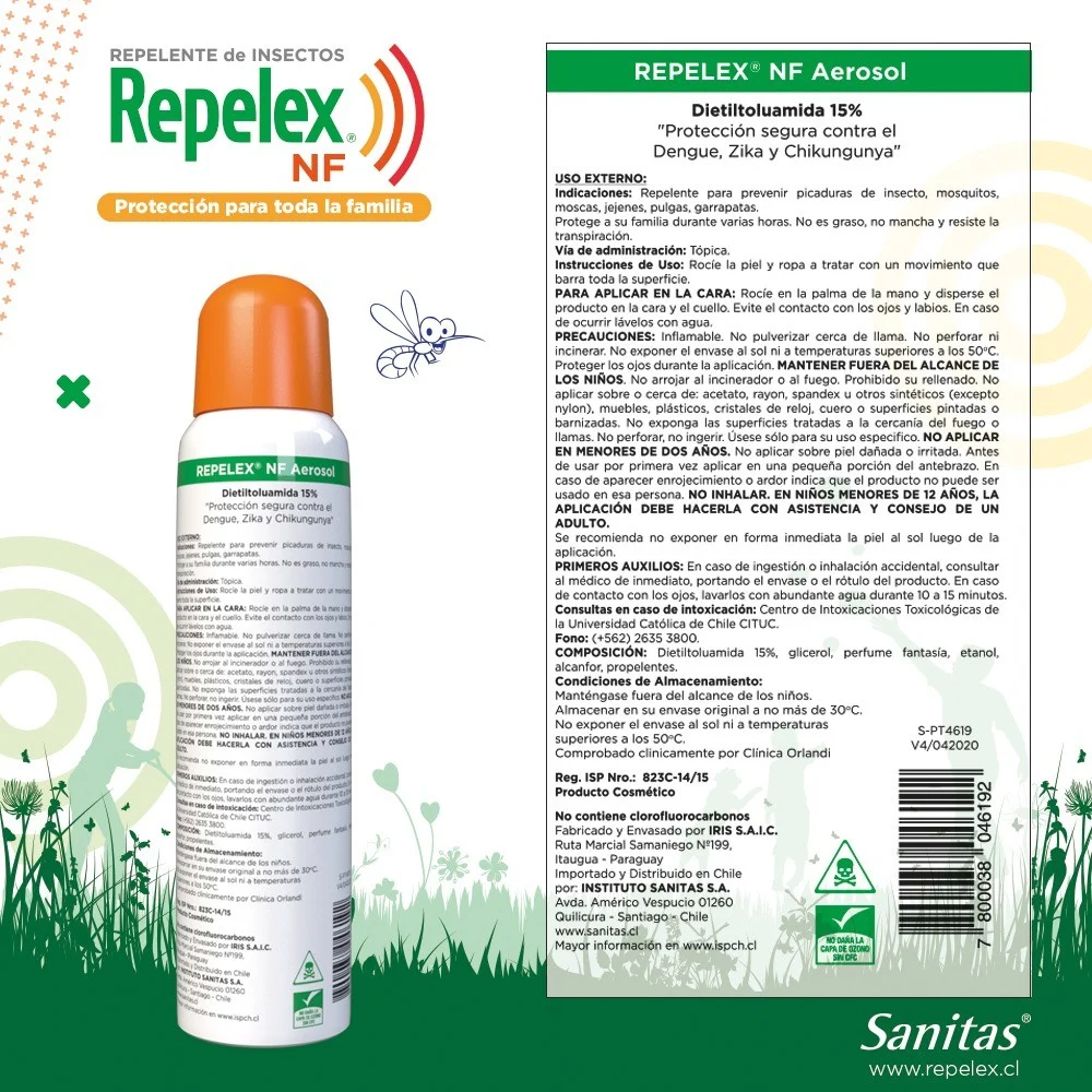 Repelex Nf Aerosol 165 Ml Repelente Insectos Hipoalergenico 5
