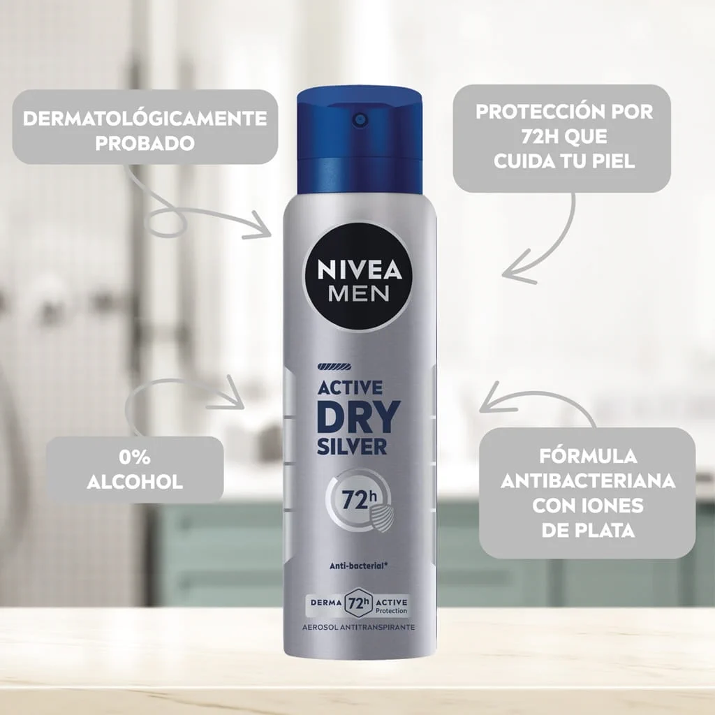 Antitranspirante En Aerosol Nivea Men Silver Protect 150ml  3