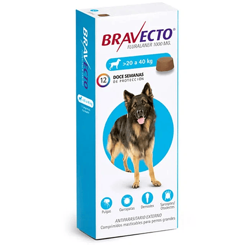 Antiparasitario Bravecto Perros 20-40 Kg Pulgas Garrapatas