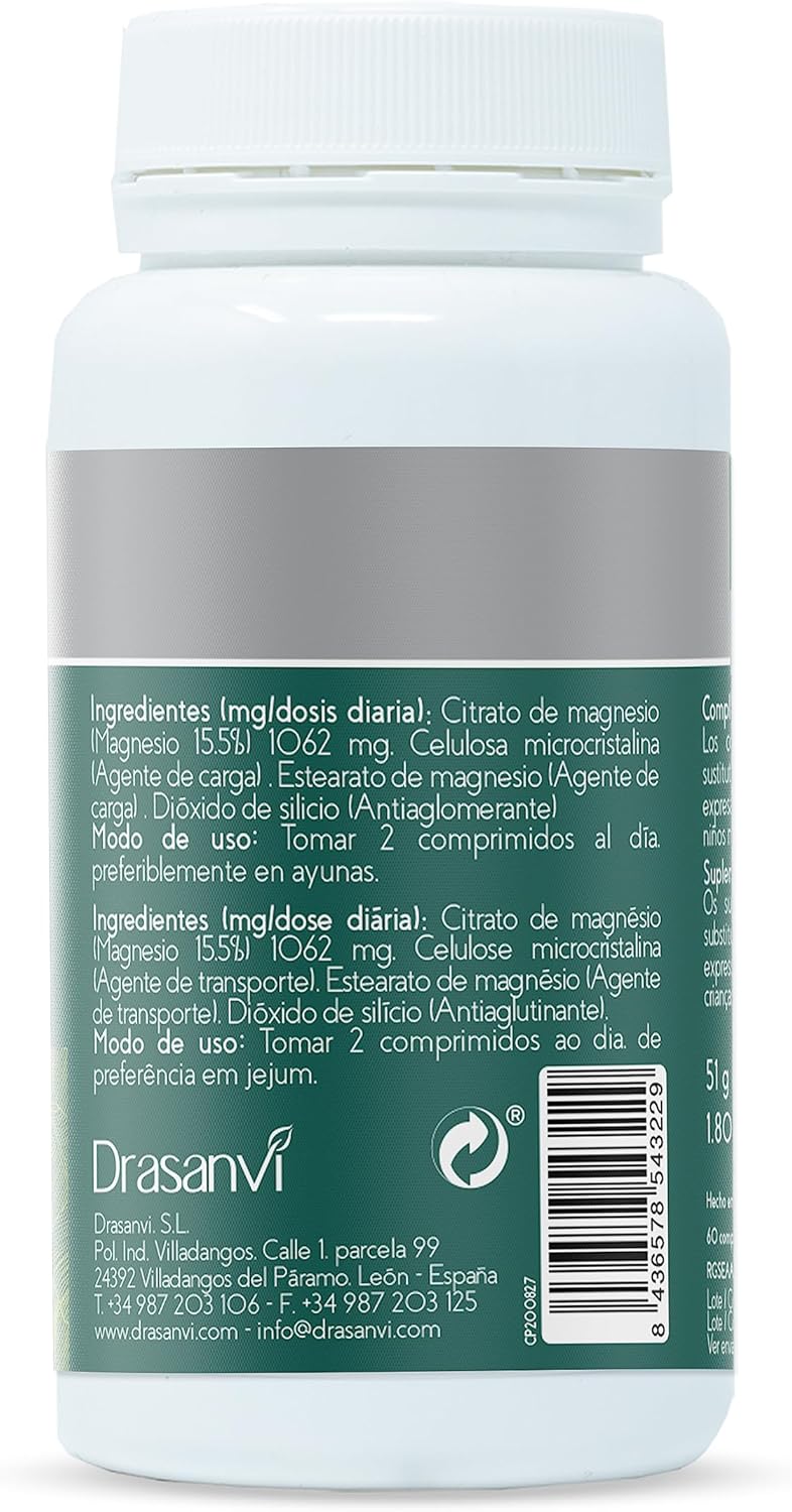 Citrato De Magnesio Alta Absorción 60 Comprimidos Drasanvi Sin Sabor 3