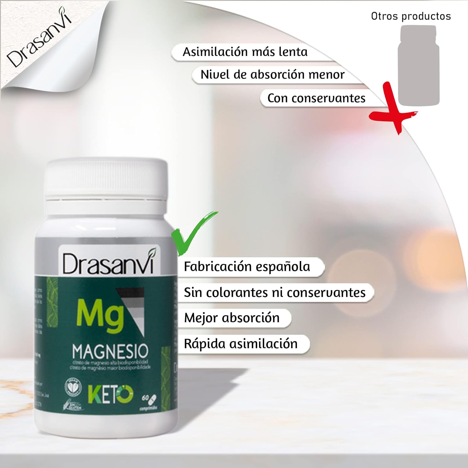Citrato De Magnesio Alta Absorción 60 Comprimidos Drasanvi Sin Sabor 5