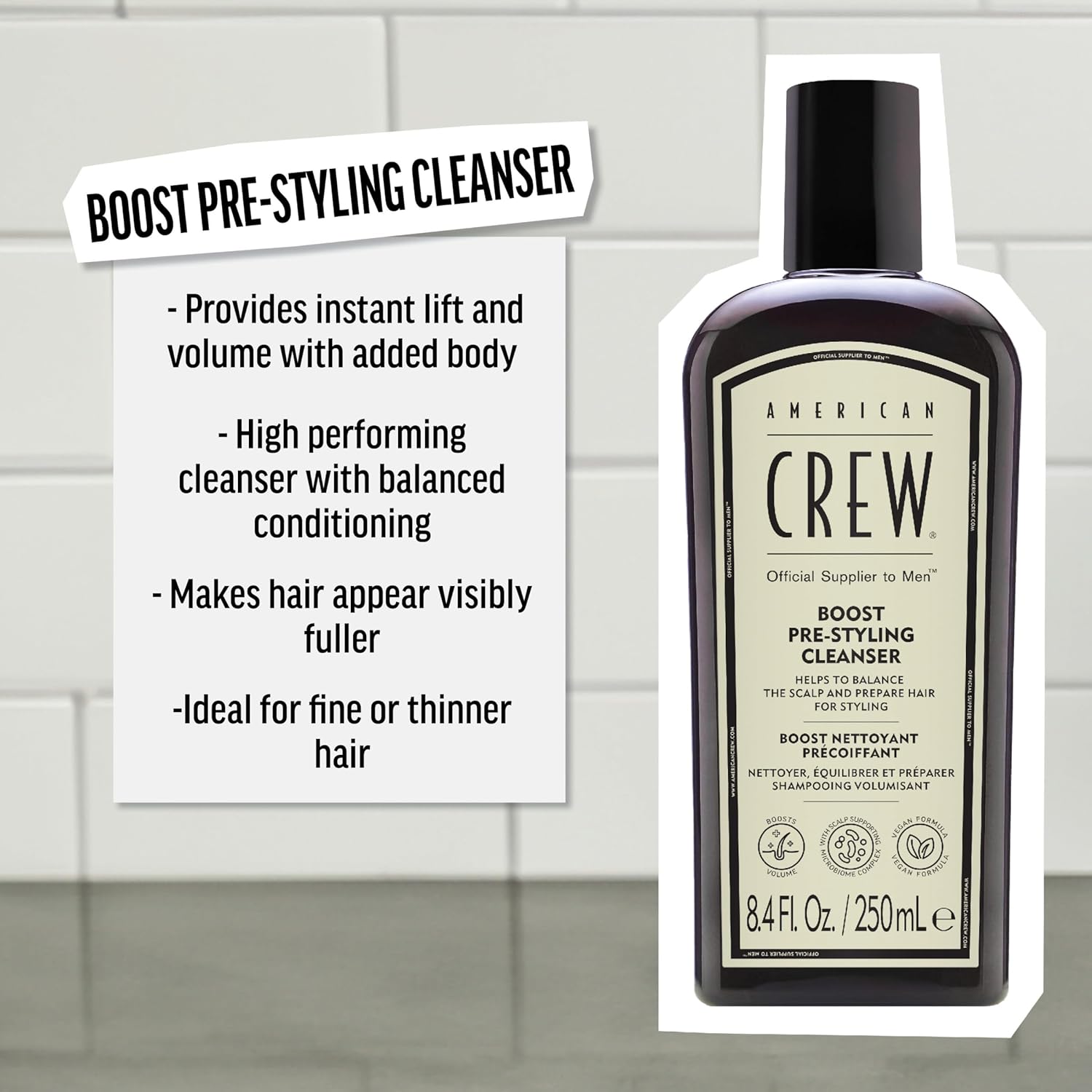 Shampoo Pre Styler Boost Para Cabello Fino 250ml American Crew 3