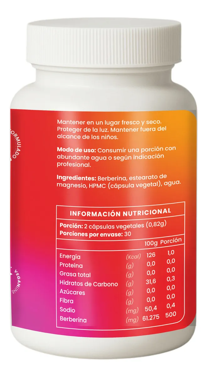 Berberina 500mg x Porción Alta Pureza 60 Capsulas Ortomolecular 4
