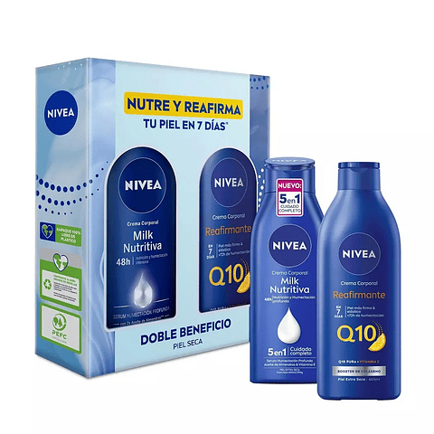 Pack Milk Nutritiva 400ml + Milk Q10 400ml Nivea