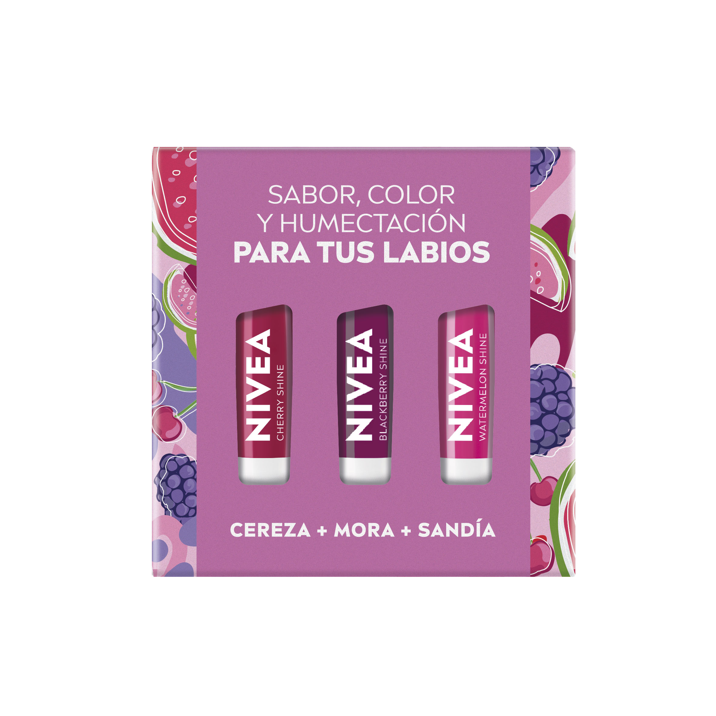 Tripack Balsamo Labial Cereza/Mora/Sandia Nivea 1