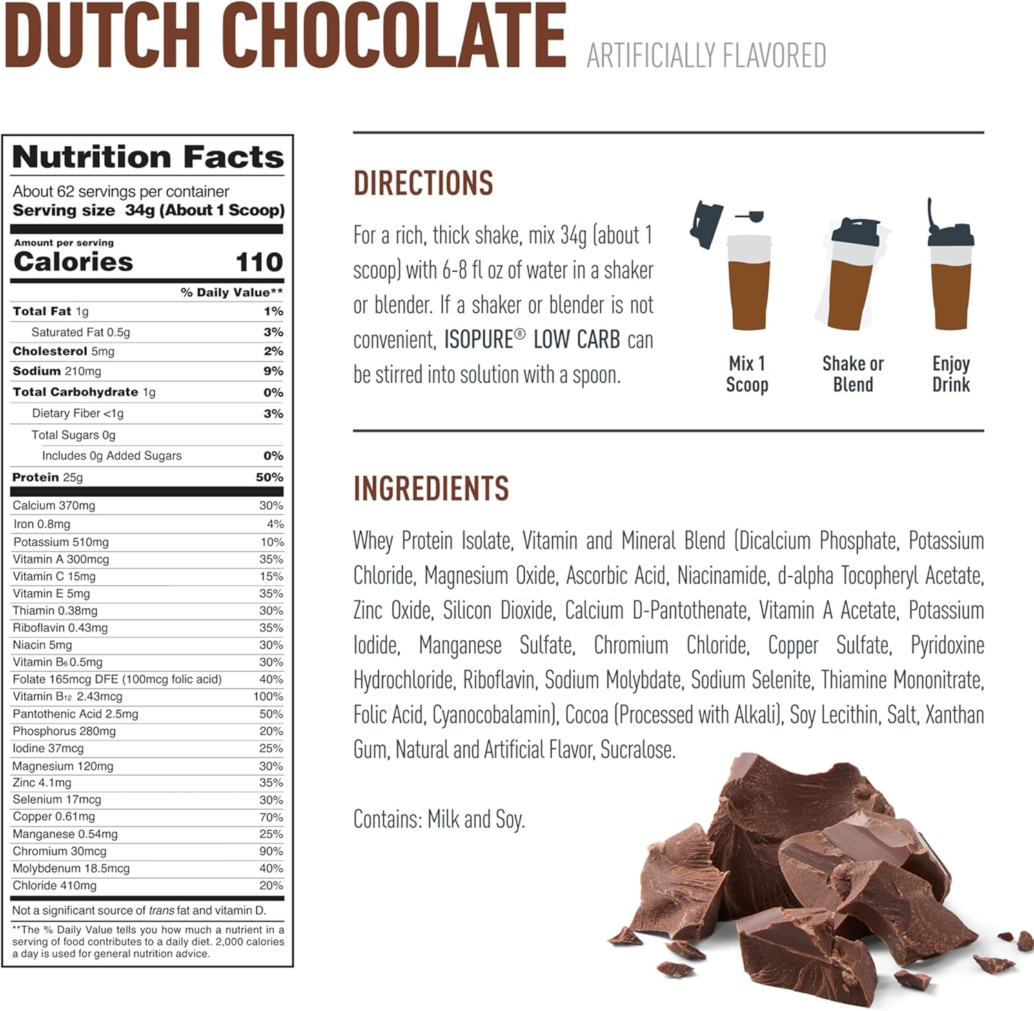 Proteina Zero Carb 4.5Lb Dutch Chocolate Suero de Leche Isopure  5