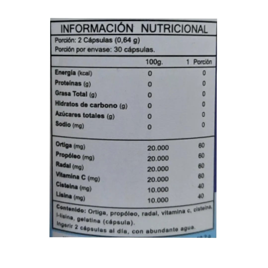 H-ALR-G Refuerza Sistema Inmune con Ortiga, Propoleo 60caps Fnl 2
