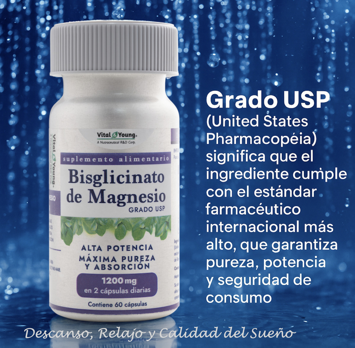 Bisglicinato Magnesio Usp 1200mg 60caps Vital & Young 2